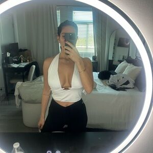 Princess Polly White Halter Crop Top